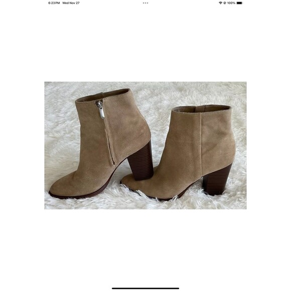 Sam Edelman Wm’s Size 9 Blake Tan Suede Leather Bootie/Boots Chunky Stacked Heel - Picture 4 of 9